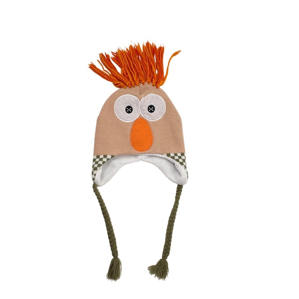 Disney Parks Muppets Beaker Knit Hat Winter Earflap Fleece Lined Beanie Adult OS